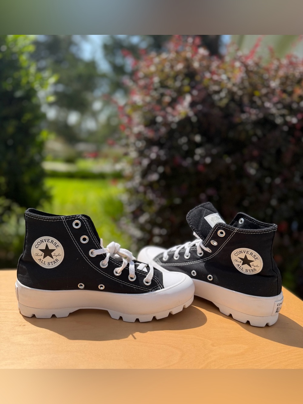 Converse Chuck Taylor All Star Lugged High Top Platform Sneakers Black White 8 - Picture 2 of 12